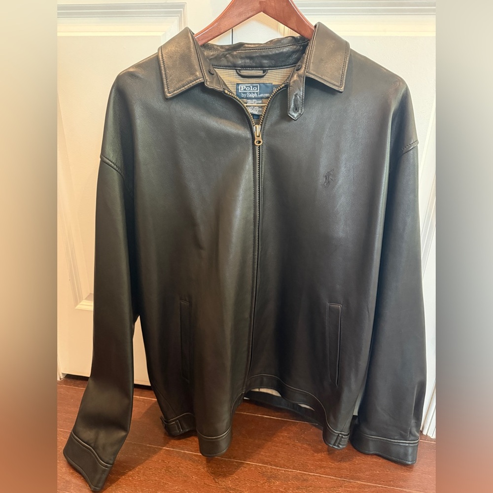Polo by Ralph Lauren Dark Leather Jacket for Men, Used- Like New (XL)